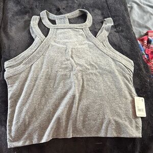 FP Movement by Free People Heather Gray Strappy Halter Tank